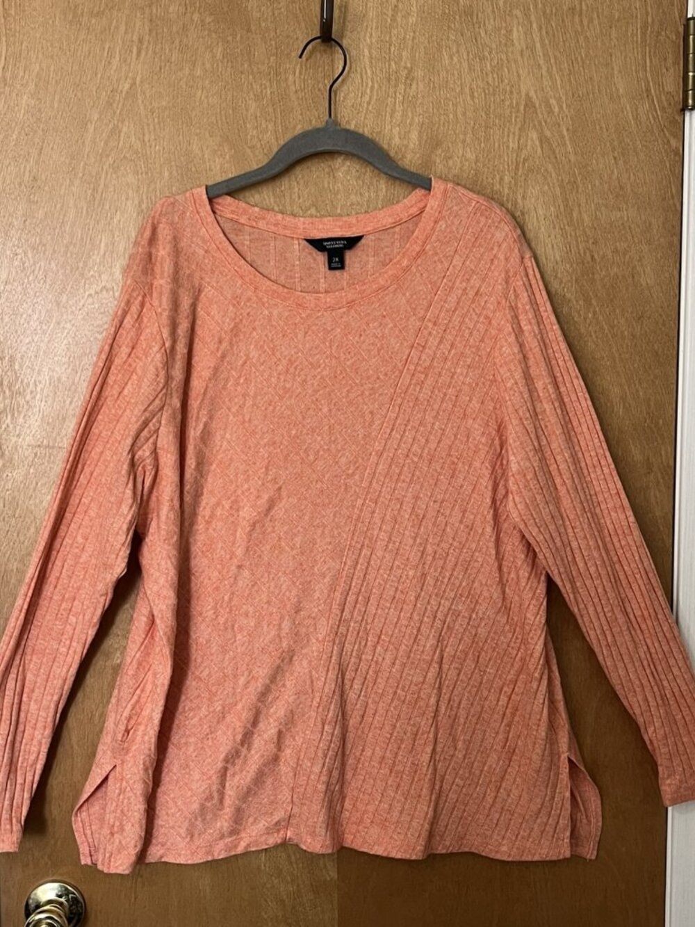 Simply Vera Vera Wang Lightweight Pullover Cream-Orange Size 2X Sweater